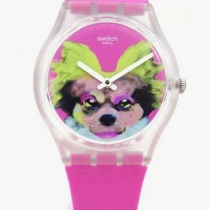 New Swiss Swatch Originals PINKAPIPPA Hot Pink Silicone Watch 34mm GE267 $75